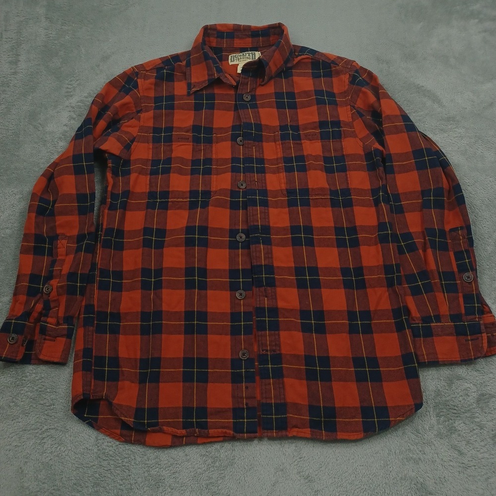 Duluth Shirt Mens Medium Red Plaid Flannel Button Up Outdoor CAsual